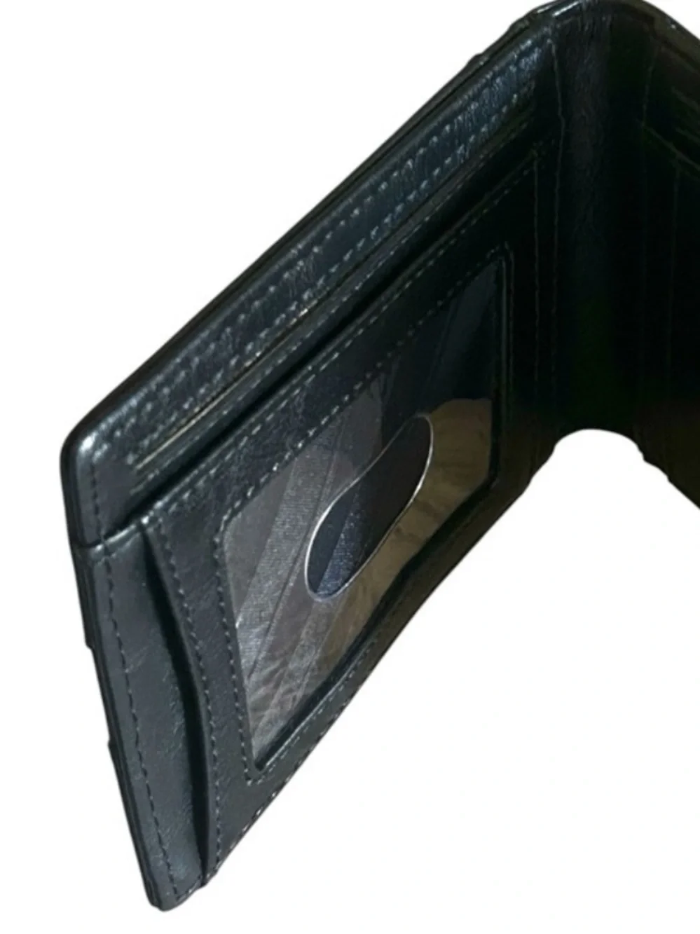 Slim Black Leather Money Clip Card Wallet - Minimal Men's Accessory